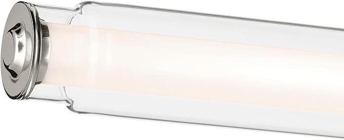 Kichler Laurene LED Bath Bar Light, Polished Nickel | Linear vanity light with clear glass for mirrors and vanities (26.5" x 5"), 55238PNLED