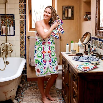 Moukeren Set of 3 Mexican Bath Towels, Decorative Towels for Bathroom