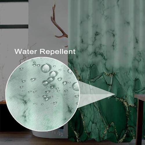 Green Marble Waterproof Bathroom Shower Curtain 72x72 inches