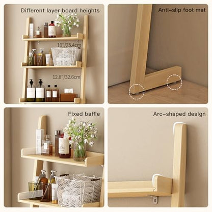 3-Tier Bathroom Over Toilet Storage for Small Space (Natural)