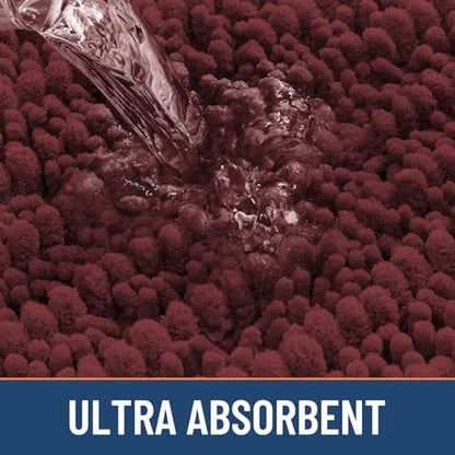 Smiry Bathroom Rugs 47X24, Extra Soft Rubber Backing Chenille Bath Mats