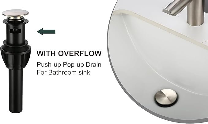 2 Handle Brushed Nickel Bathroom Sink Faucet 3 Hole Faucet with Overflow Pop up Drain,360° Swivel Spout 4 Inch Centerset Bathroom Faucet Without Supply Hoses,Meets cUPC NSF 61-9 AB1953,2 Pack