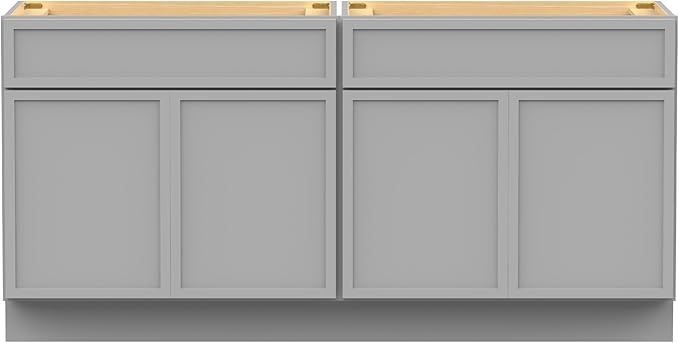 Vanity Art 66 Inch Bathroom Vanity Base Cabinet Double Sink Top (Without Sink), Soft Closing Door, Storage Unassembled Cabinet, Grey, 2ea 33 Inch Cabinet Combo