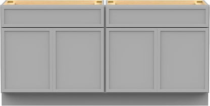 60 Inch Bathroom Vanity Base Only, Double Vanity Cabinet with Soft Closing Door, 2ea 30 inch Cabinet, Without Top,Grey