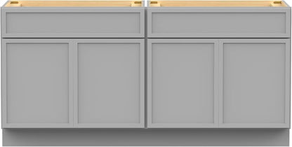 Vanity Art 72 Inch Bathroom Vanity Base Cabinet Double Sink Top (Without Sink), Soft Closing Door, Storage Unassembled Cabinet, Grey, 2ea 36 Inch Cabinet Combo