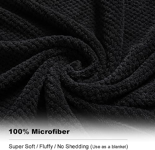 Smuge 2 Piece Hand Towels Set,100% Microfiber - Quick Dry, Thick, Soft, Plush and Highly Absorbent Luxury Hotel & Spa Bath Towel for Bathroom, Pack of 2 (Black)