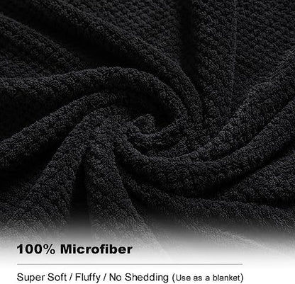 Smuge 2 Piece Hand Towels Set,100% Microfiber - Quick Dry, Thick, Soft, Plush and Highly Absorbent Luxury Hotel & Spa Bath Towel for Bathroom, Pack of 2 (Black)