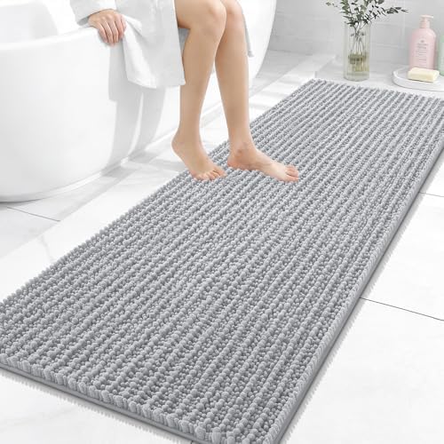 OLANLY Bathroom Runner Rugs 59x24, Thick Soft Absorbent Chenille Bath Rugs