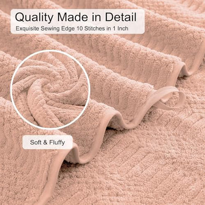 8 Pcs Pink Oversized Bath Towel Set-2 Extra Large Bath Sheets,2 Hand Towels,4 Washcloths-600GSM Soft Highly Absorbent Quick Dry Beach Chair Towels