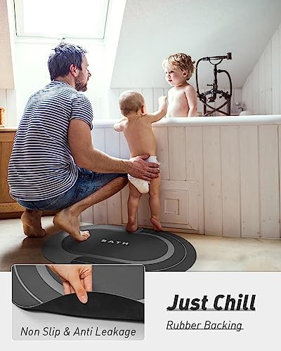MontVoo Bath Mat - Non Slip, Quick Dry, Stain Resistant Bath Mat Rug for Bathroom Floor - Easy Care Shower Rug for Outside Bathtub - 17"x27" Darkgrey