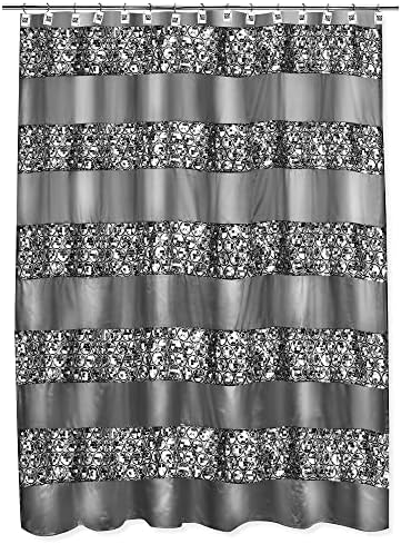 Zahari Home Sinatra Bathroom Shower Curtain Glamorous Bling Fabric Shower Curtain, 72"x70", Silver