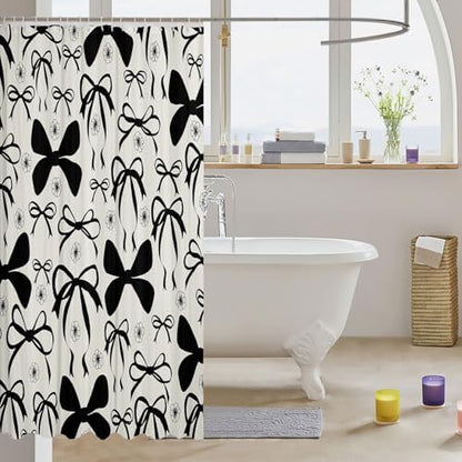 jejeloiu Cute Bowknot Shower Curtain for Bathroom Decor 72"x84" Kawaii Flower Bath Curtain Girls Bow Bathroom Accessories Waterproof Polyester Fabric with 12 Hooks for Stalls Bathtubs Princess Decor