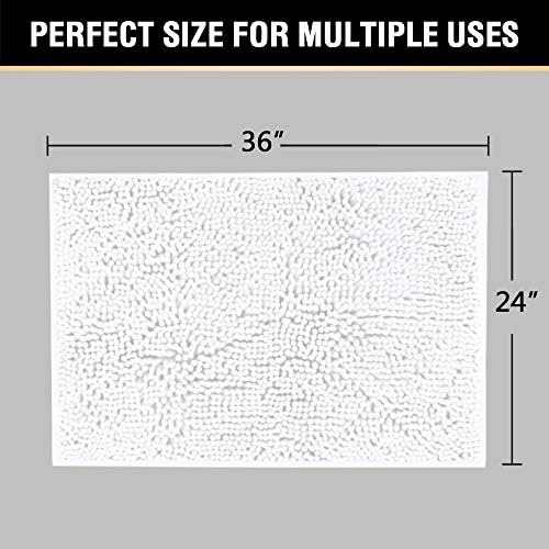 H.VERSAILTEX Bath Mats for Bathroom Non Slip Luxury Chenille Ultra Soft Bath Rugs 24x36 Absorbent Non Skid Shaggy Rugs Washable Dry Fast Plush Area Carpet Mats for Indoor, Bath Room, Tub - Pure White