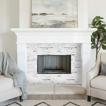 AULIGET Faux White Stone Peel and Stick Backsplash, 2 PVC Mixed Metal Wall Tiles Stick on Backsplash