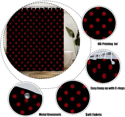 Polka Dot Shower Curtain Bathroom Decor with Hooks,70" Wx78 H