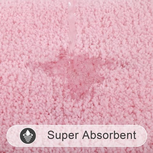 SHACOS Soft Microfiber Pink Bathroom Rugs Sets 2 Pieces 32x20 inch