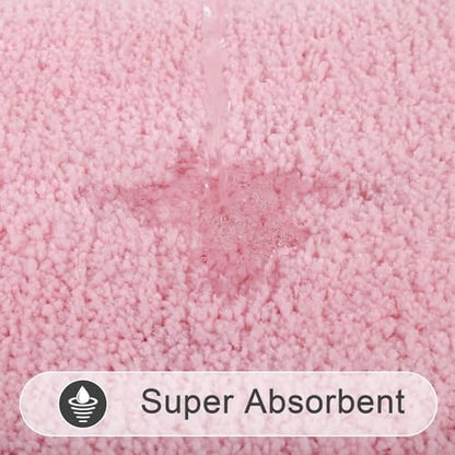SHACOS Soft Microfiber Bathroom Rugs Set of 2 Pieces, Pink