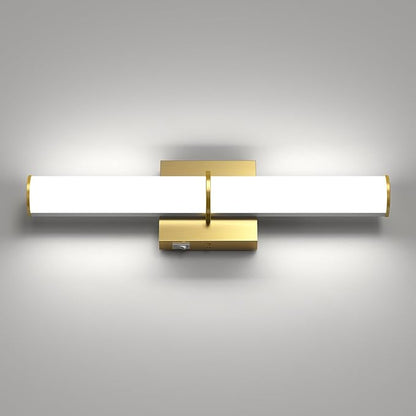 OOWOLF 17.3Inch Modern Vanity Light Fixture with Switch, 12W 5000K Led Bathroom Light Fixture Over Mirror, Hardwired, 1200LM Gold Vanity Light Bar for Mirror Bedroom Hallway Living Room