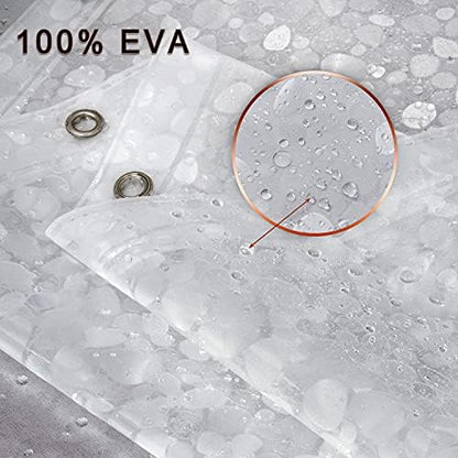 Bostofy Waterproof Shower Curtain Liner 8G EVA Thick Shower Curtain with Heavy Duty 3 Bottom Magnets, Shower Liner for Shower Stall, Bathtubs, 3D Pebble Pattern, 72 x 72,12 Hooks