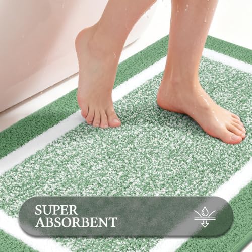 Pauwer Bathroom Rugs Sets 3 Piece, Non Slip Bath Mats for Bathroom, Green