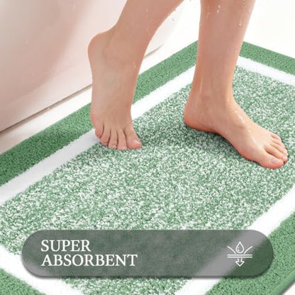 Pauwer Bathroom Rugs Sets 2 Piece, Plush Non Slip Bath Mats, Green