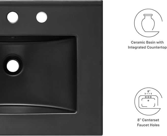 Modway EEI-5069-BLK Cayman 24" Bathroom Sink, Black