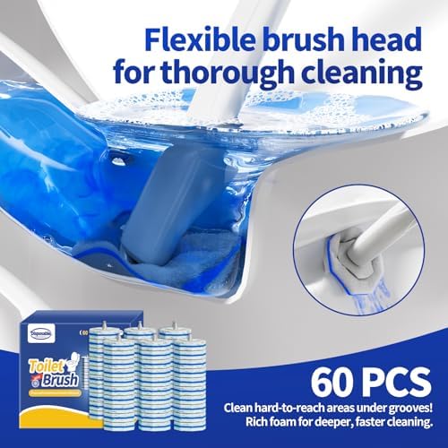 60PCS Toilet Bowl Cleaner Wand Refills Compatible with CLOROX. Disposable Toilet Brush Refills. Bathroom Cleaning. Disposable Toilet Bowl. High-Density Disposable Toilet Brush Scrubber