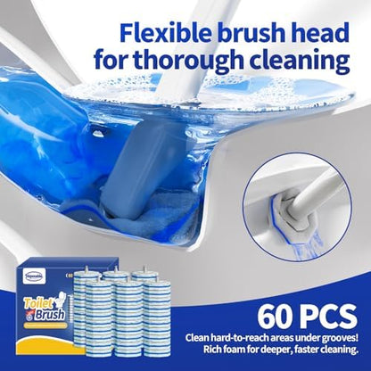 60PCS Toilet Bowl Cleaner Wand Refills Compatible with CLOROX. Disposable Toilet Brush Refills. Bathroom Cleaning. Disposable Toilet Bowl. High-Density Disposable Toilet Brush Scrubber