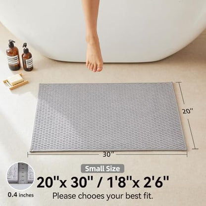 Triohero Bathroom Rugs Non Slip Washable, Super Absorbent Thin Bath Mat Small Quick Dry Low Pile Bathroom Rug, Light Grey 20"x30"