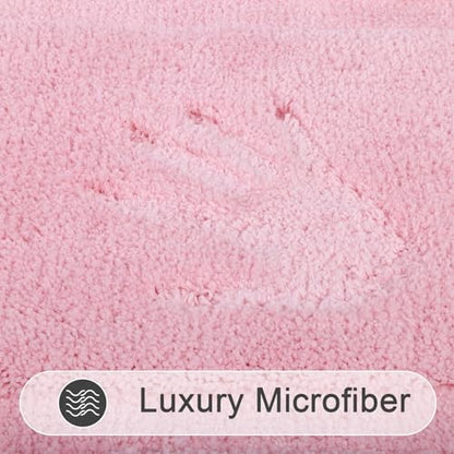 SHACOS Soft Microfiber Bathroom Rugs Set of 2 Pieces, Pink