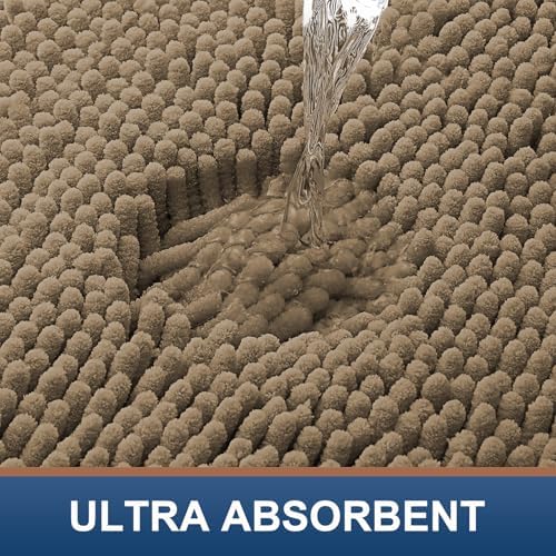 Smiry Bathroom Rugs 44X24, Luxury Chenille Extra Soft Absorbent Bath Mat