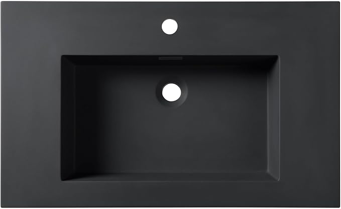 Dowell 30" Bathroom Sink,Single Bowl Vanity Basin,Rectangular Drop-In Bathroom Sink with Overflow,Black-000 3018BP-BL