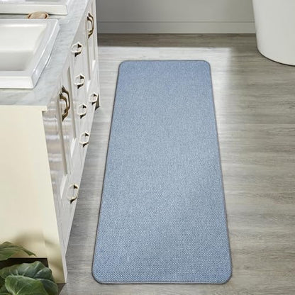 Bosap Bath Mat,Ultra Thin Bathroom Runner Rugs,Large Bath Mats for Bathroom,Quick Dry,Non-Slip,Machine Washable,Low Pile,Bath Rug,Shower Outside,Sink,Home Decor Accessories.Blue,1'9"x3'11"（21x47inch）