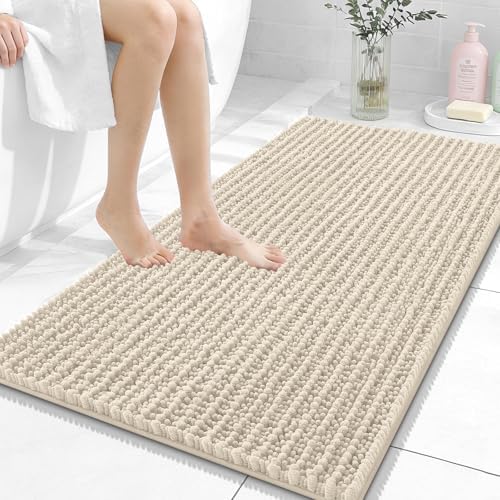 OLANLY Bathroom Rugs 44x24, Thick Soft Absorbent Chenille Bath Rugs