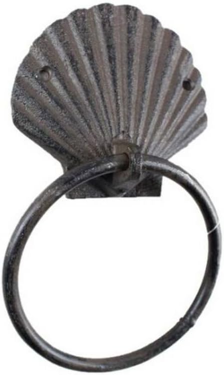Cast Iron Seashell Towel Holder 8.5 Inch - Seashell Decoration - Sea Home Decor
