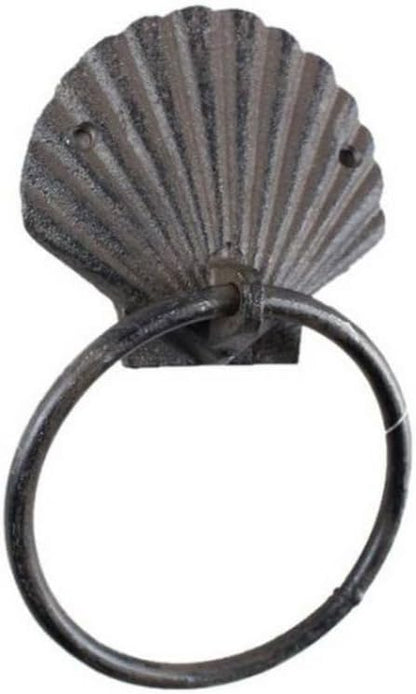 Cast Iron Seashell Towel Holder 8.5 Inch - Seashell Decoration - Sea Home Decor