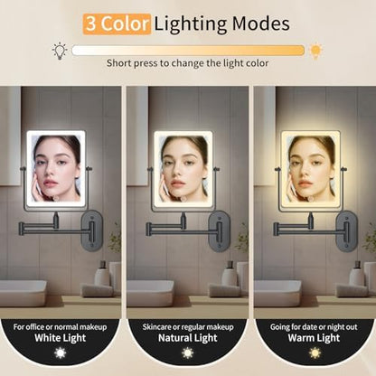 FUNTOUCH 5000mAh Rechargeable Wall Mounted Makeup Mirror with Lights