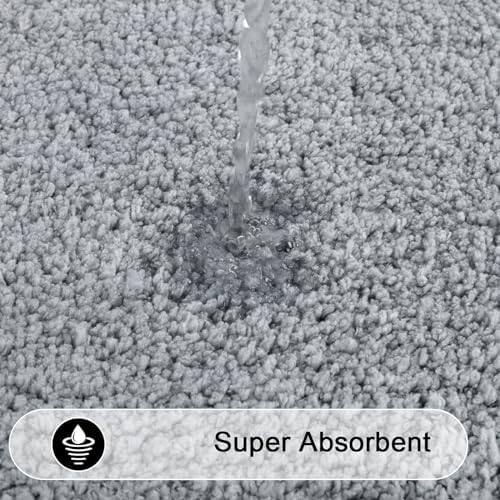 SHACOS Soft Microfiber Bathroom Rugs Set of 2 Pieces, Light Grey