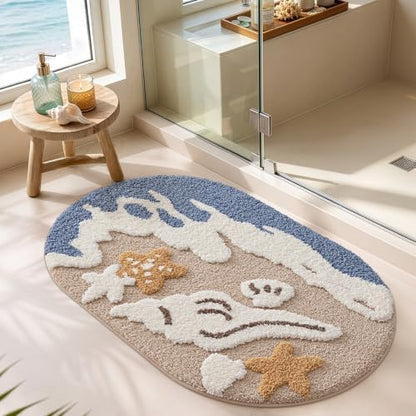 LUMI Beach Bathroom Rug Soft Microfiber Absorbent Bath Mat 22x34