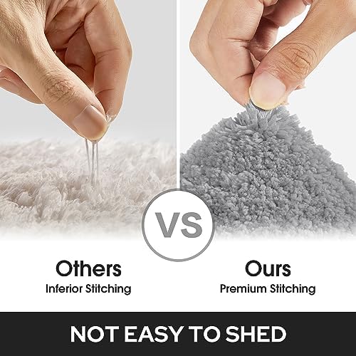 HOMEIDEAS Bathroom Rugs Sets 2 Piece, Super Soft Non Slip Bath Mat Grey