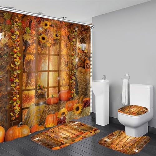 Yddsky Fall Maple Garland House Shower Curtain Sets for Bathroom,72x72 Inch