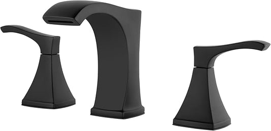 Pfister Venturi Bathroom Sink Faucet, 8-Inch Widespread, 2-Handle, 3-Hole, Matte Black Finish, LF049VNBB