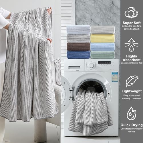 8-Piece Premium Towel Set for Bathroom|2 Oversized Large Bath Sheet,2 Hand Towels,4 Washcloths|Soft Cozy Highly Absorbent Fast Dry Microfiber Shower Towel Set for Hotel Bathroom Essentials,Brown White