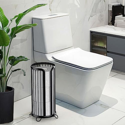 Bunoxea Toilet Paper Holder Stand, Freestanding Toilet Paper Storage,Black