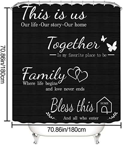 4Pcs Family Shower Curtain Sets with Non-Slip Rugs