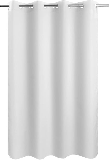 River Dream No Hook Stall Shower Curtain or Liner Microfiber White, 60x74 | Waterproof Fabric Shower Curtain Set, Bottom Magnets, Soft & Machine Washable, 60W x 74H