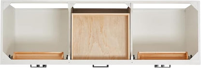 Isabella 66" White Double Bathroom Vanity, 1.5" Pure White Quartz Countertop, Rectangular Undermount Sinks, 4 Soft Closing Doors, 6 Dovetail Drawers