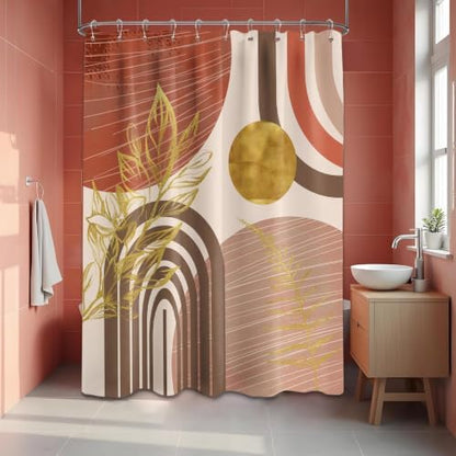 Burnt Orange Shower Curtain, 60X72 in, Mid Century Modern MCM