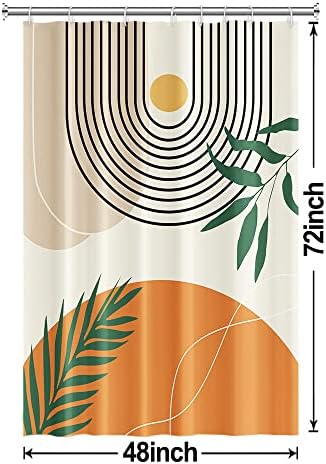 Mid Century Stall Shower Curtain with Hooks 48x72 Inch