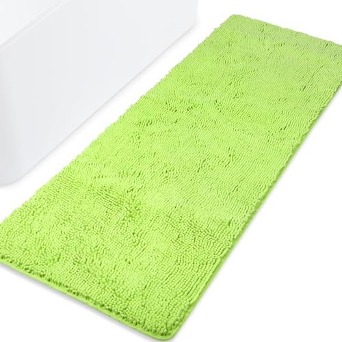 Yeaban Chenille Apple Green Bathroom Runner Rug 24"x72"